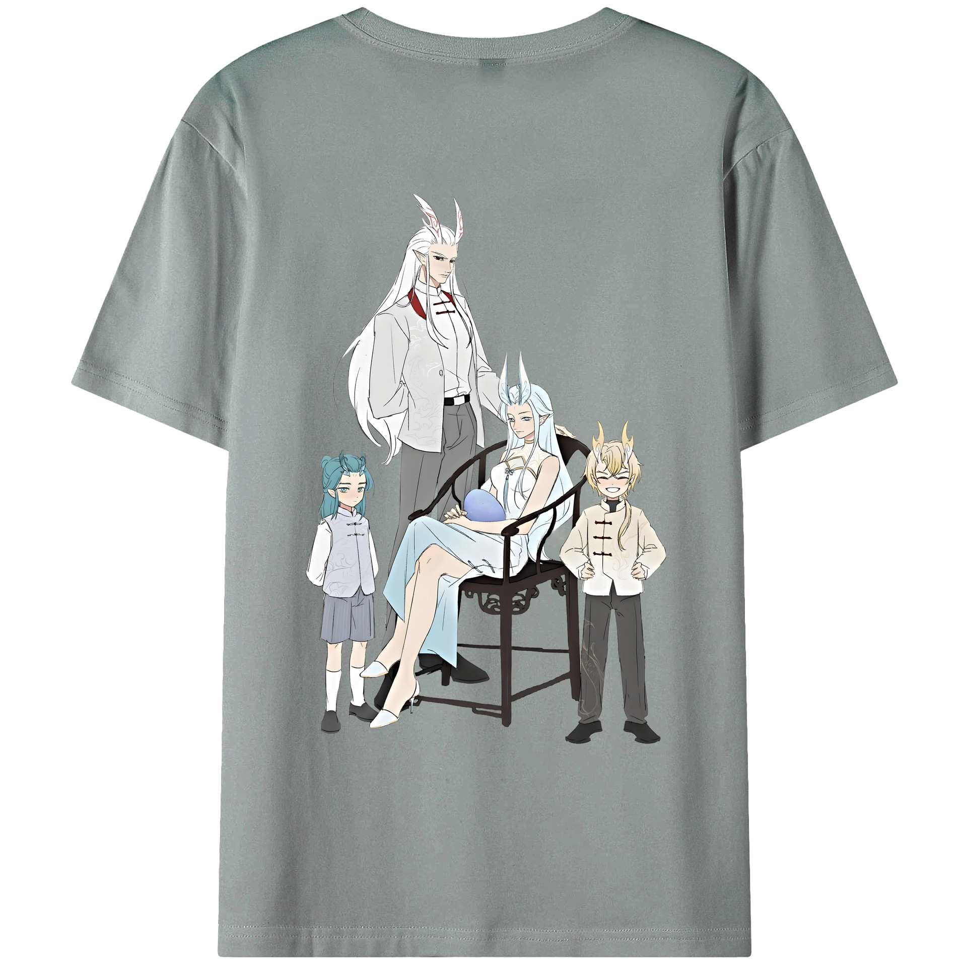 （画像用） Ne Zha 2 ナタ 魔童の大暴れ 綿100％ メンズ半袖Tシャツ（バックプリント） 通気性